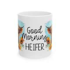 Good Morning Heifer Ceramic Mug, (11oz, 15oz)