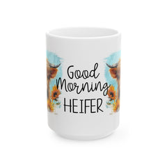 Good Morning Heifer Ceramic Mug, (11oz, 15oz)