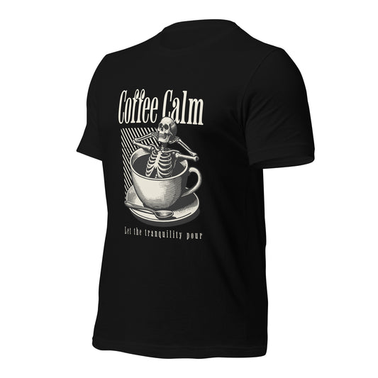 Skeleton-relax-in-coffee-cup t-shirt