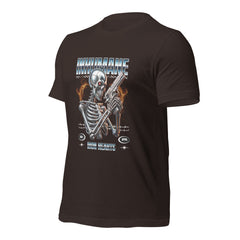 Iron-bone-skeleton-holding-a-weapon t-shirt