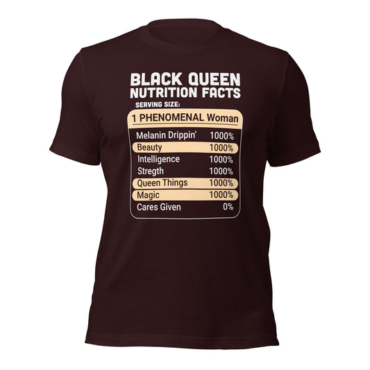 Black Queen Nutrition Facts t-shirt