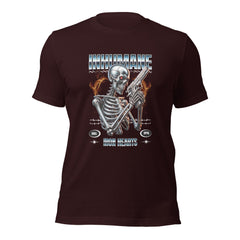 Iron-bone-skeleton-holding-a-weapon t-shirt