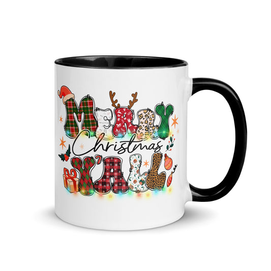 Merry Christmas Yall Mug with Color Inside