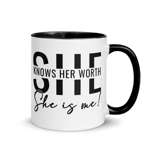 She Knowns Her Worth Mug with Color Inside