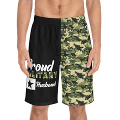 Proud Military Husband Camoflauge Board Shorts