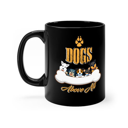 Happiness Has Four Legs Black Mug 11oz Printify