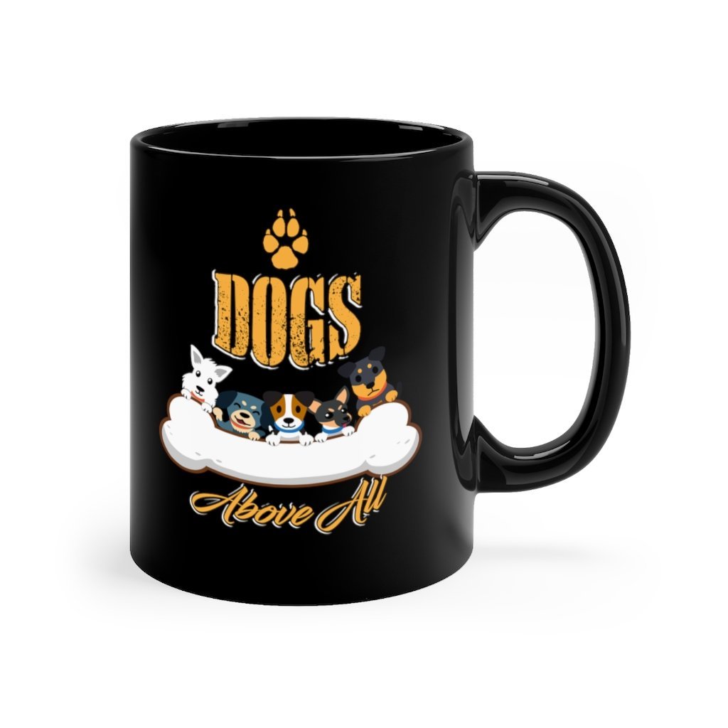 Happiness Has Four Legs Black Mug 11oz Printify