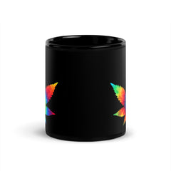 Colorful Weed Leaf Black Glossy Mug