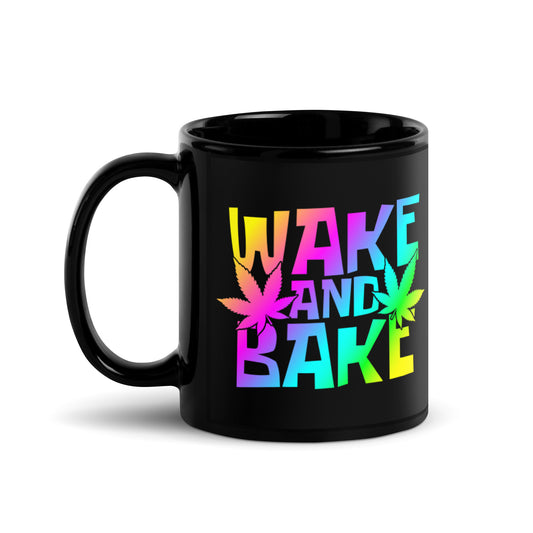 Wake and Bake Black Glossy Mug