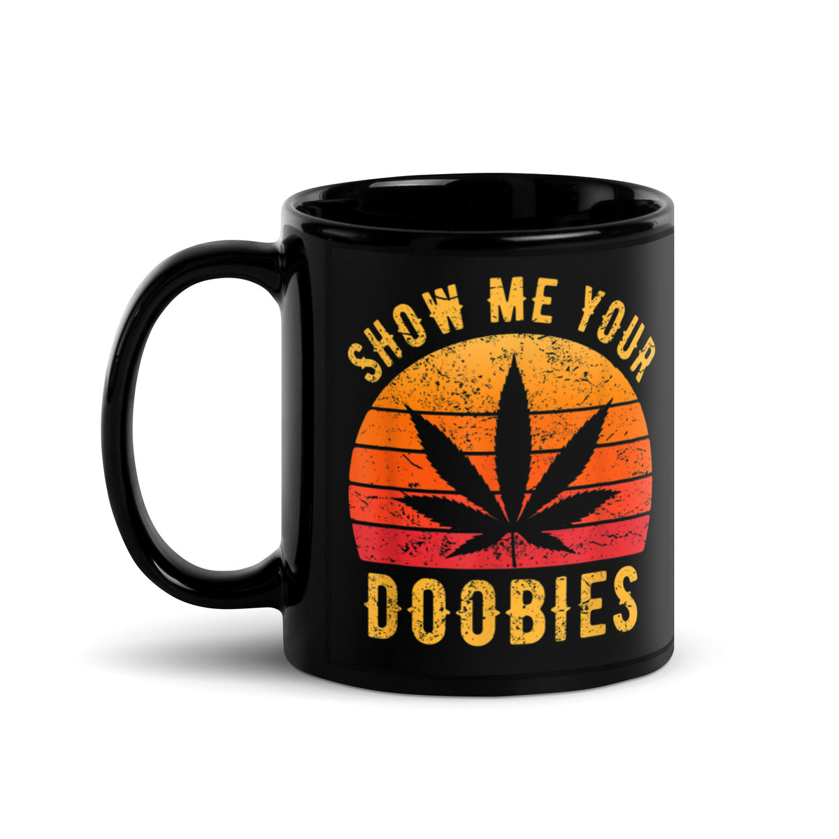 Funny-Retro-Weed-for-Stoner-Marijuana-Cannabis-Black Glossy Mug