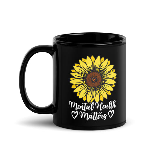 Mental Health Matters Black Glossy Mug