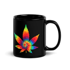 Colorful Weed Leaf Black Glossy Mug