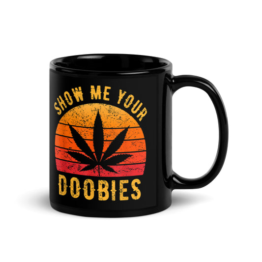 Funny-Retro-Weed-for-Stoner-Marijuana-Cannabis-Black Glossy Mug