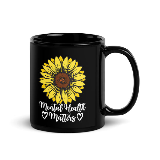 Mental Health Matters Black Glossy Mug