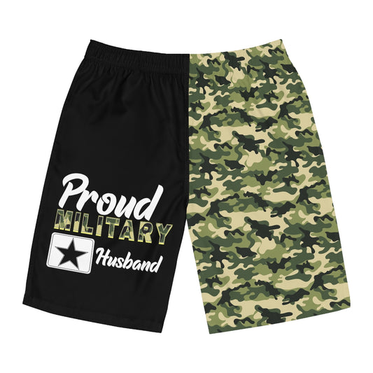 Proud Military Husband Camoflauge Board Shorts