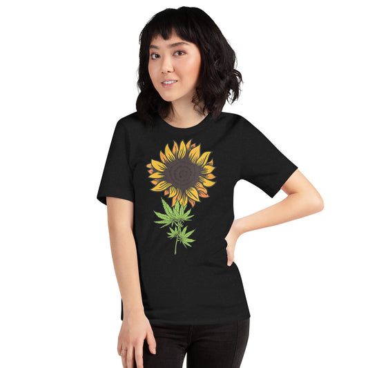 Womens-Weed-Marijuana-Leaf-Cannabis-Sun-flower- t-shirt