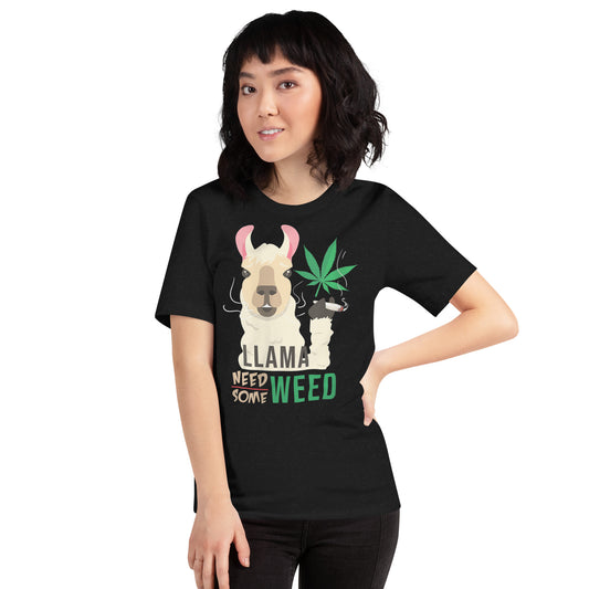 Womens-Funny-Llama-Need-Some-Weed-Pot-Smoking-t-shirt